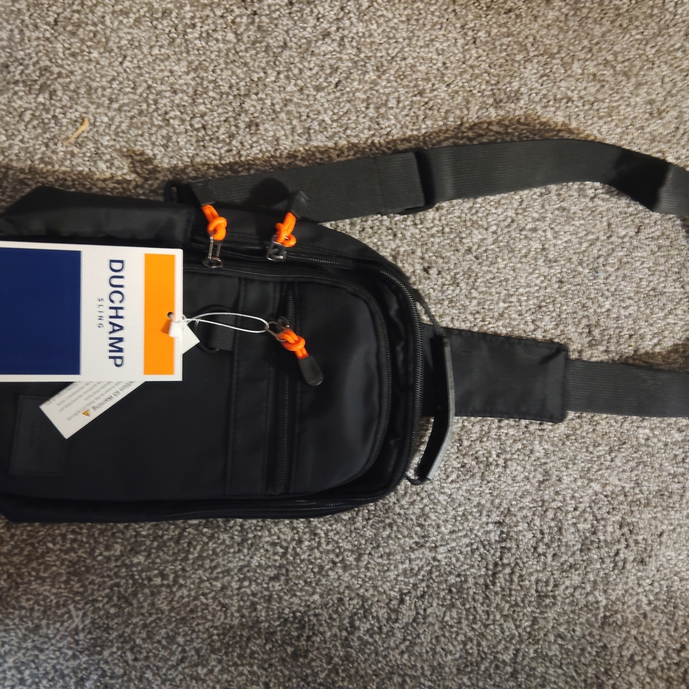 Duchamp Black and Orange Belt Bag with Adjustable Straps